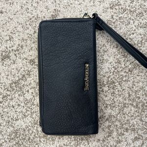 Enzo Angiolini Black Faux Leather Multi-compartment Wristlet